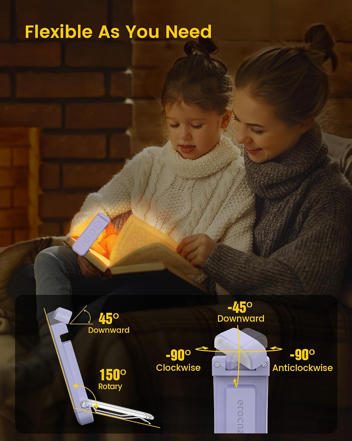 Glocusent Luz con clip y luz de libro para leer en la cama