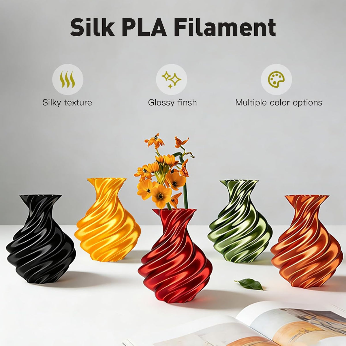 ERYONE Silk Filament PLA+ - Filamento de impresora 3D brillante mej...