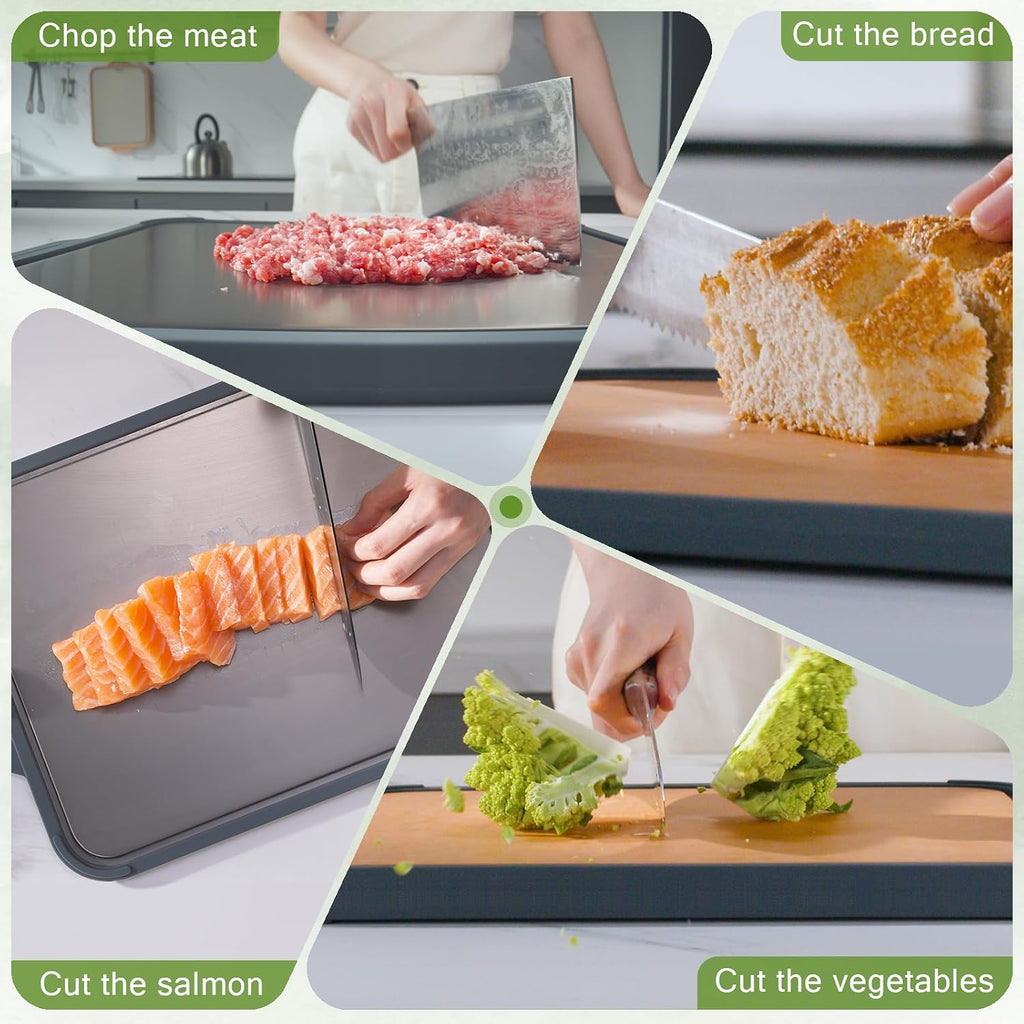 Tabla de cortar de titanio para cocina, titanio puro de doble cara...