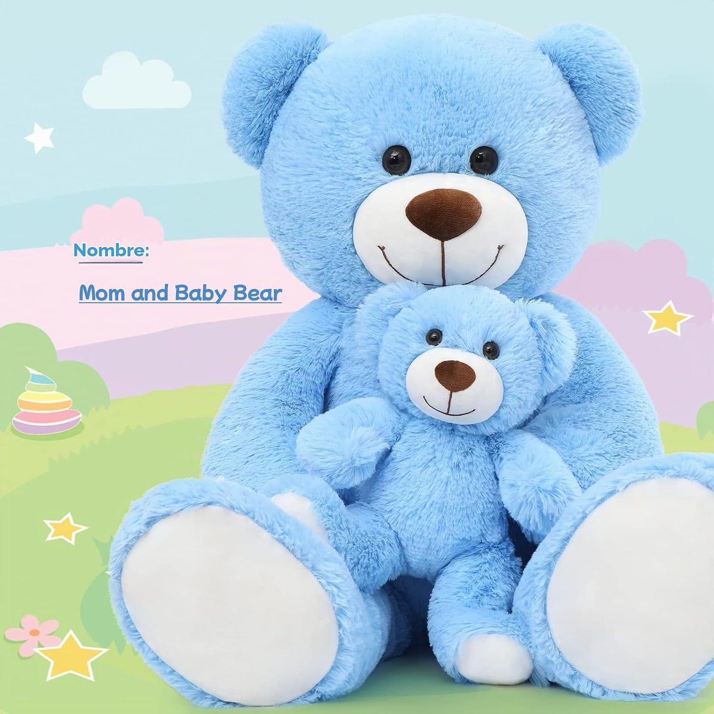 Muiteiur Juego de oso de peluche gigante azul de 40'', lind...