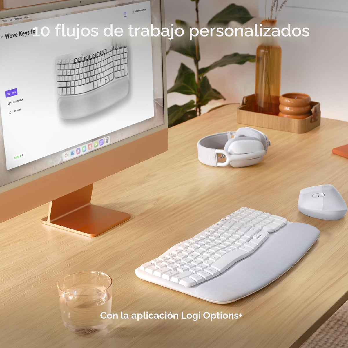 Logitech Wave Keys - Teclado ergonómico inalámbrico Bluetooth para...