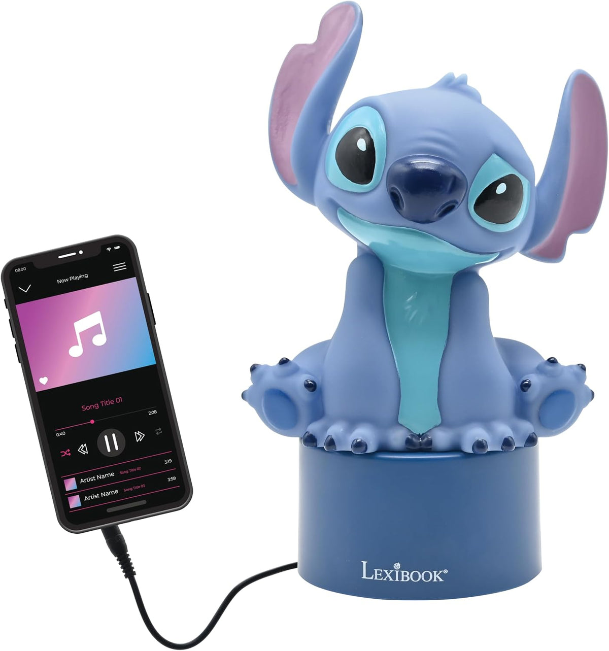LEXiBOOK, Disney Stitch, luz nocturna con altavoz, cambio de color,...