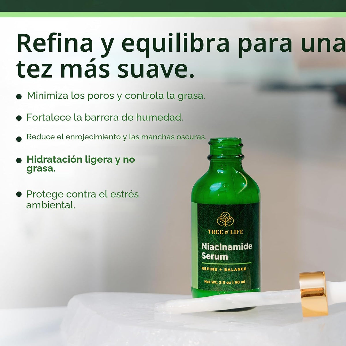 Tree of Life - Suero de niacinamida B3 para la cara, 2 onzas, crema...