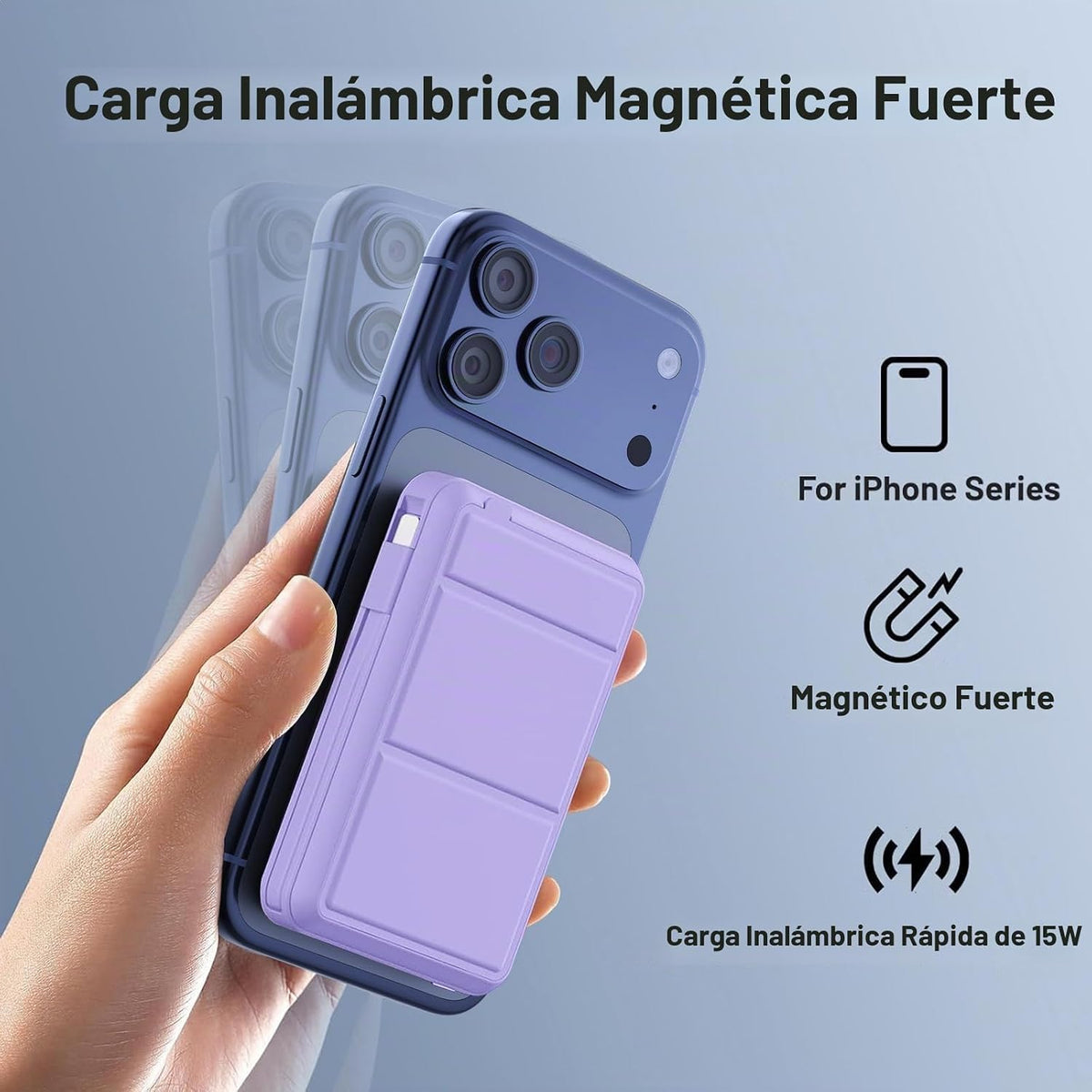 Azmuth para cargador portátil MagSafe, banco de energía magnético d...