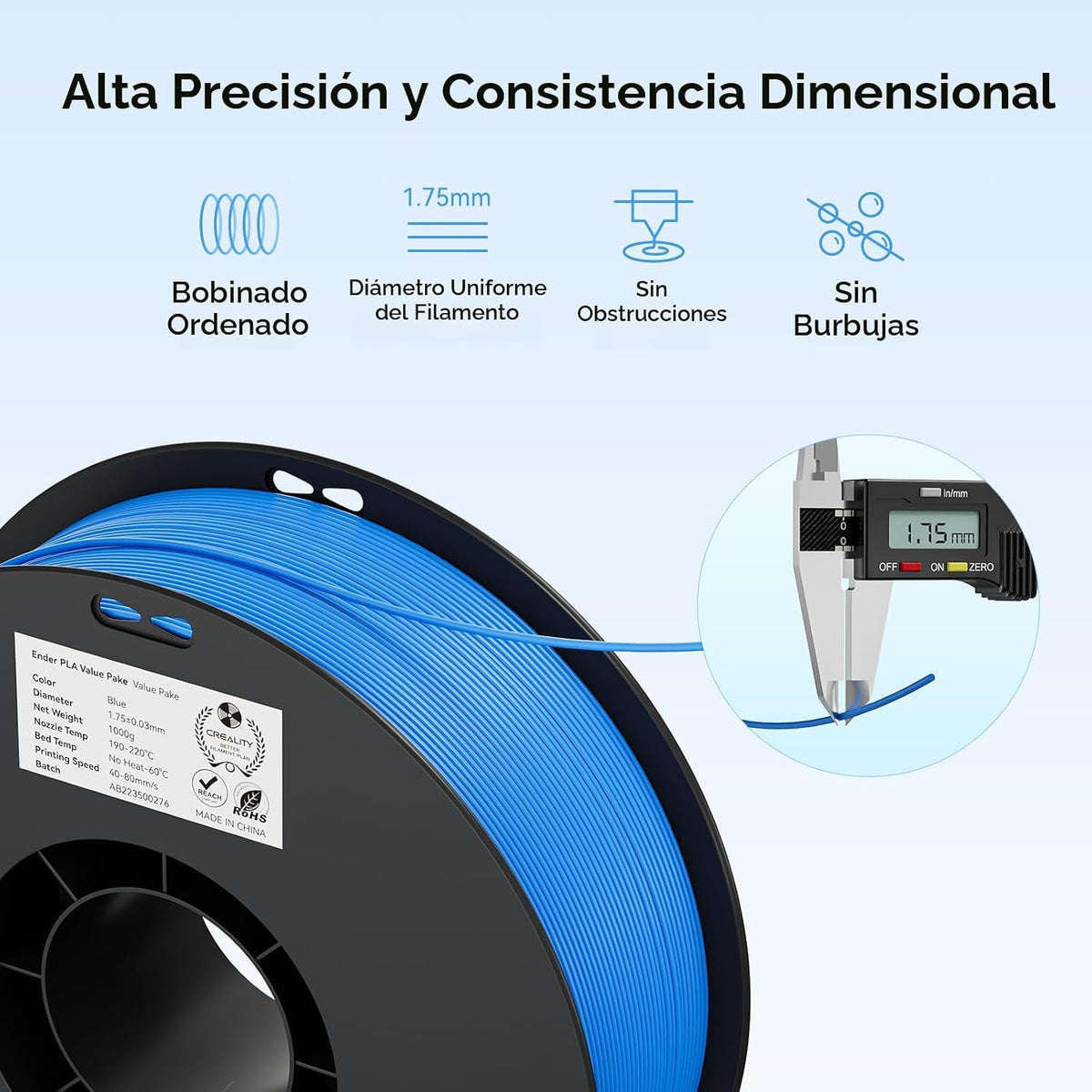 Creality Filamento PLA para impresora 3D, multicolor, paquete de 12...