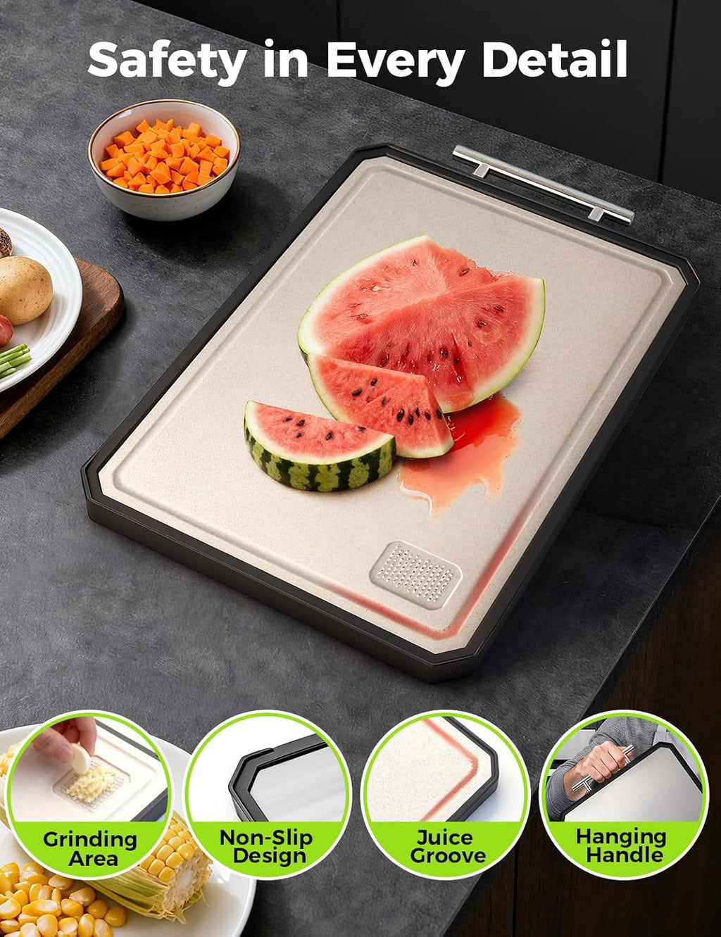 Tabla de cortar de titanio para cocina, tabla de cortar de titanio...
