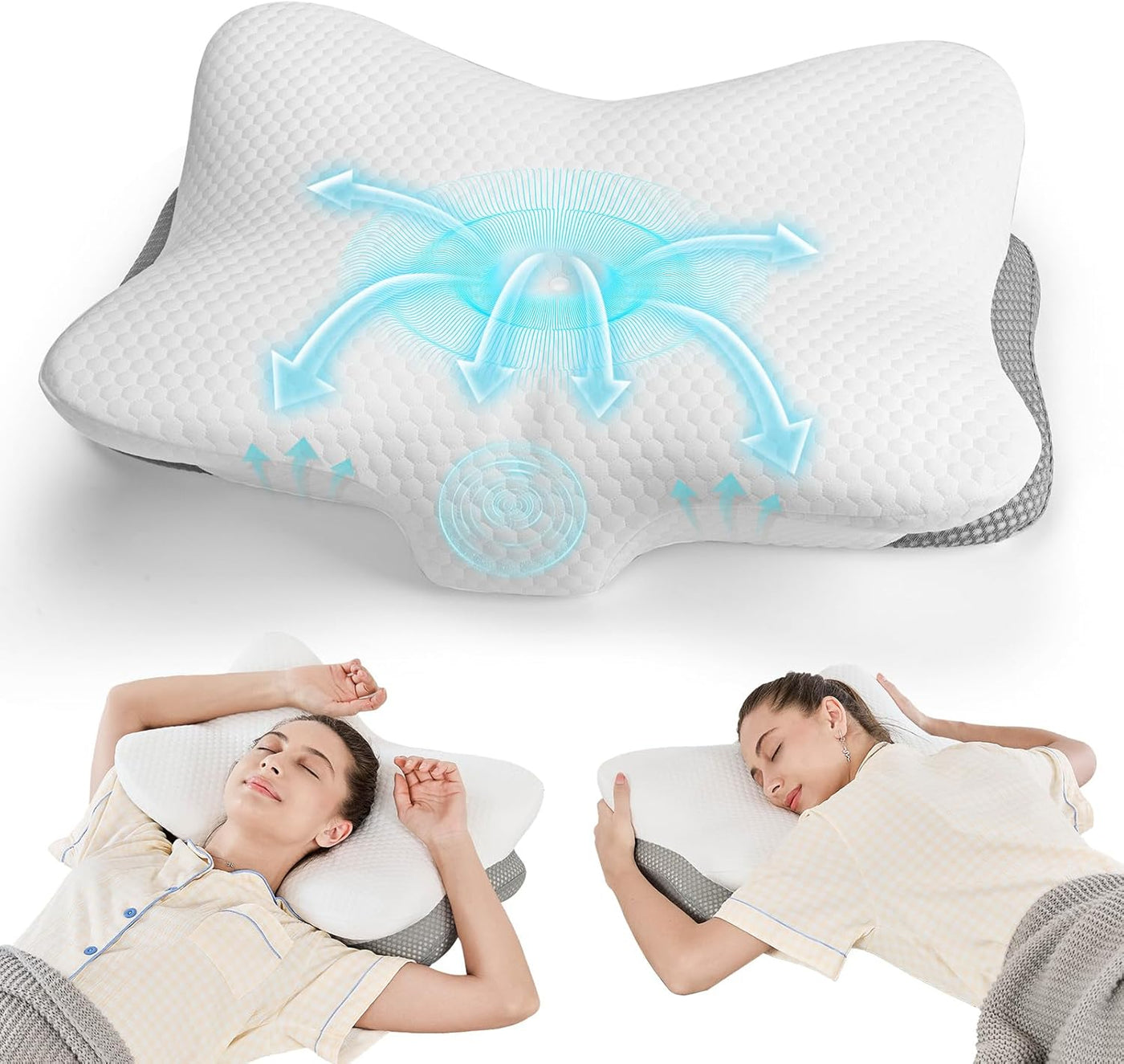 JOYENERGY Almohada cervical ergonómica de espuma viscoelástica para...