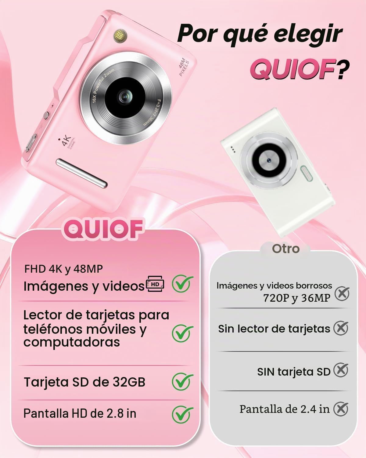 Cámara digital 4K para niños, cámara de enfoque automático de 48 MP...