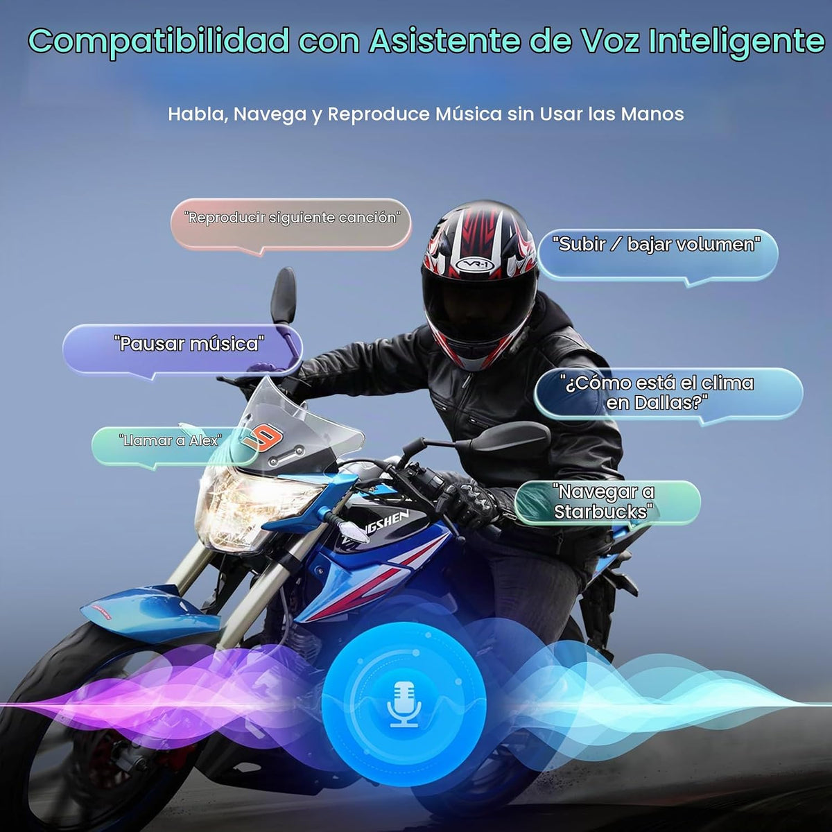 AURISOM Auriculares Bluetooth para casco de motocicleta con 2 tipos...