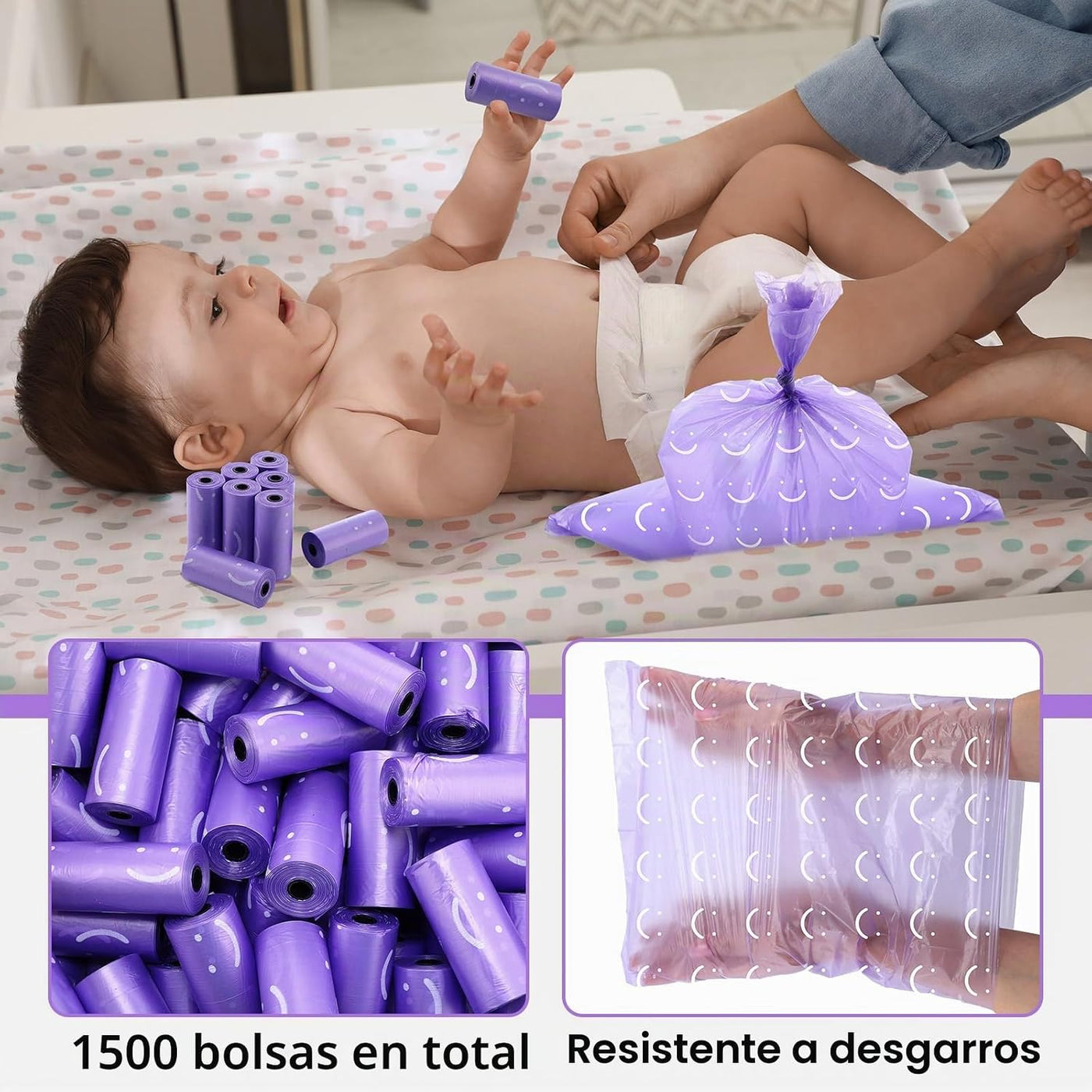 Wowangce 1500 bolsas desechables para pañales de bebé, eliminación...