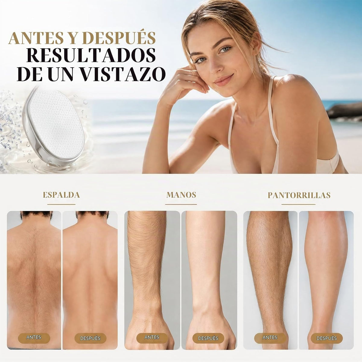 Removedor de pelo de cristal para mujeres y hombres, borrador mágic...