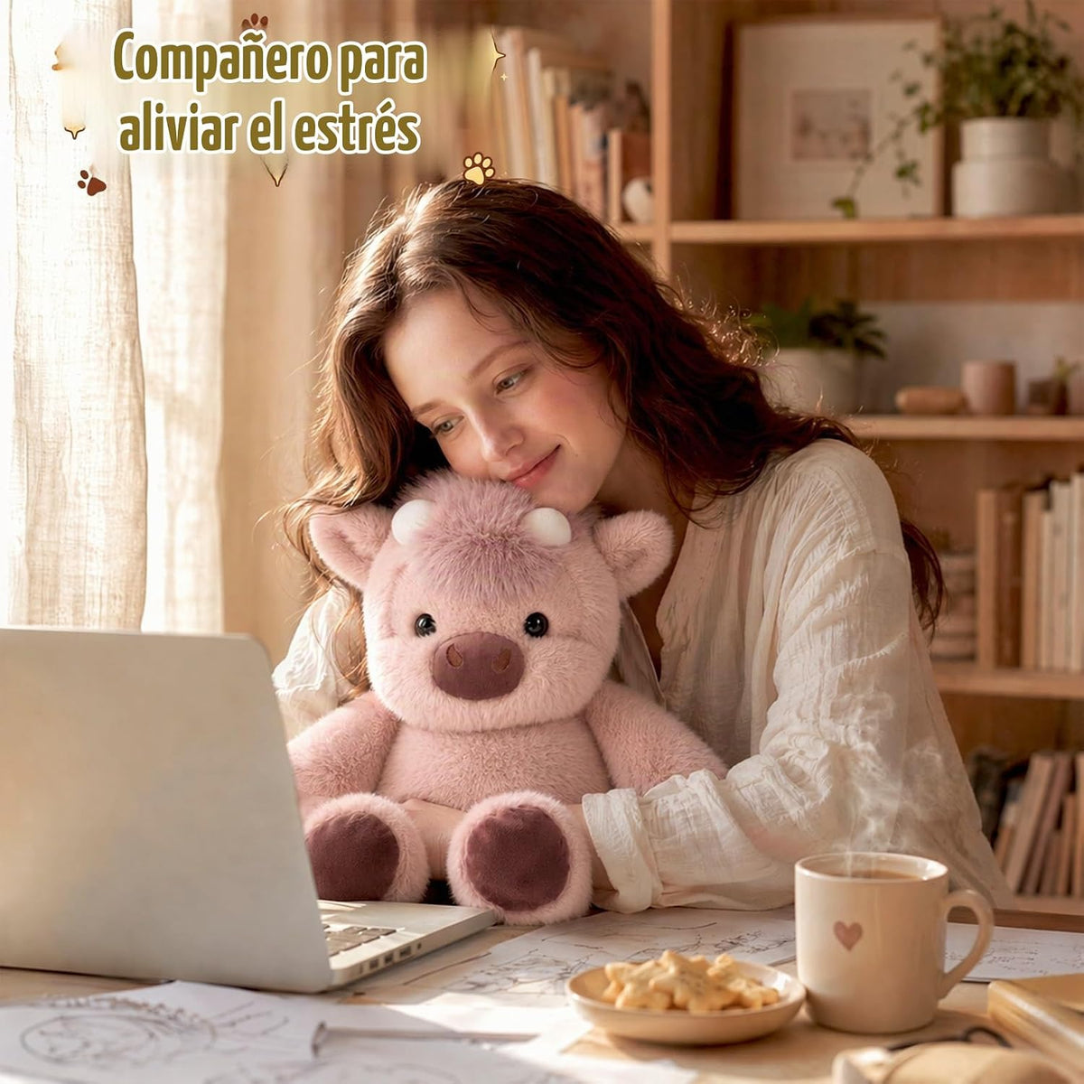 Peluches para correr, animal de peluche de vaca de las tierras alta...