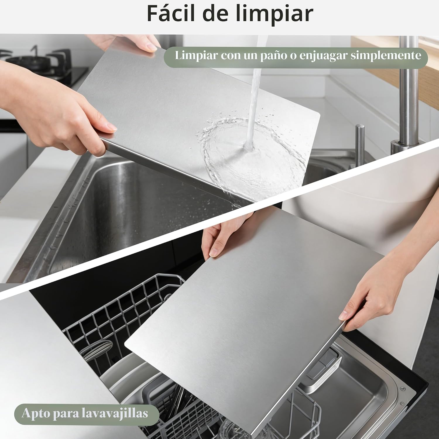 Tabla de cortar de acero inoxidable con labio, tabla de cortar de c...