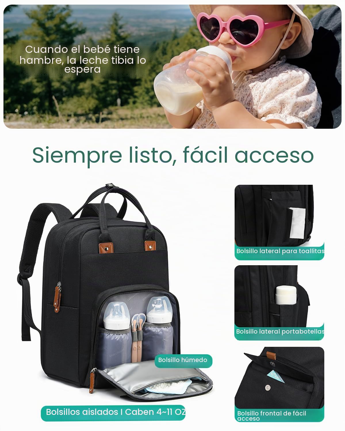Qualyphant Mochila de pañales extragrande para 2 niños expandible 2...