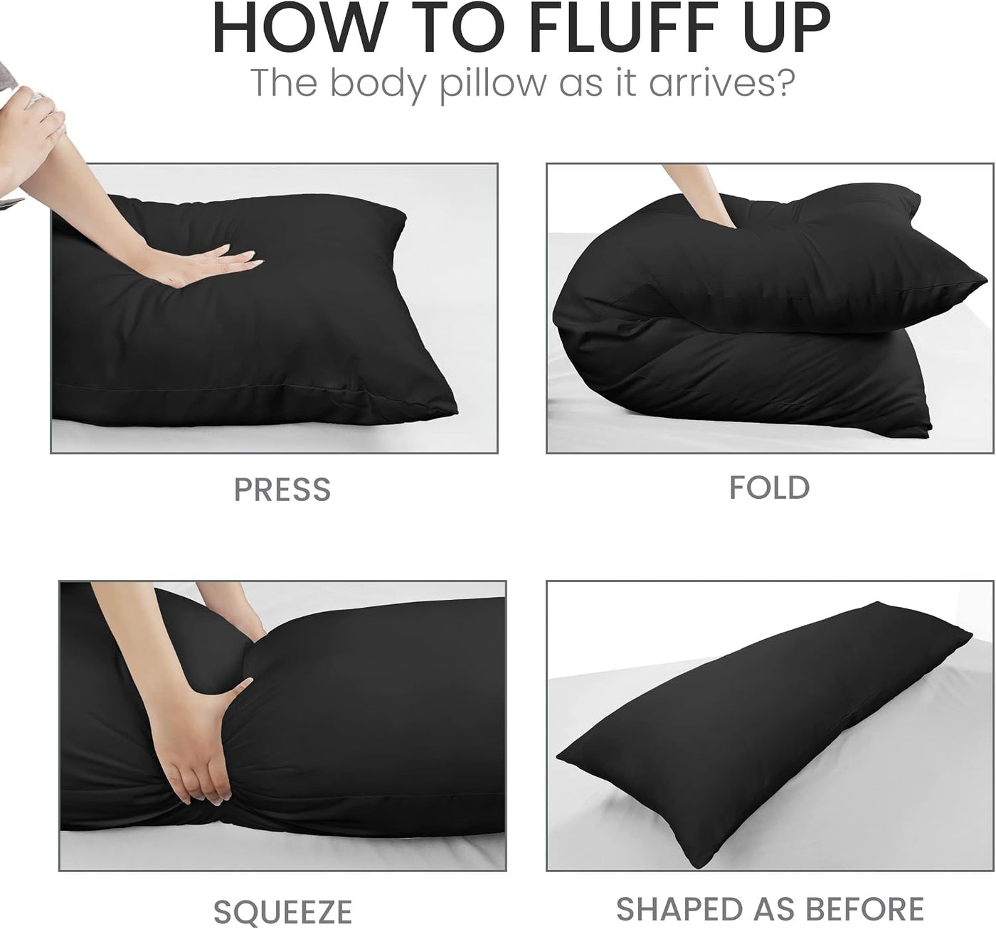 Utopia Bedding Almohada de cuerpo completo para adultos (negro, 20...