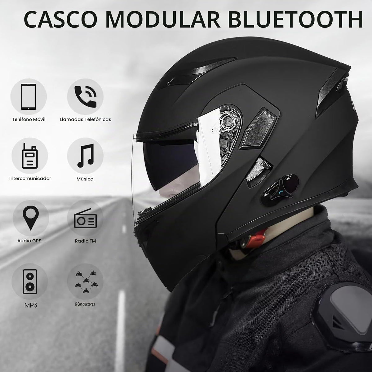 ILM talla M - Casco de motocicleta con Bluetooth, modular, abatible, de cara completa, doble visera, MP3, intercomunicador, radio FM, aprobado por el DOT, modelo 902BT/902BT PRO/902BT MAX