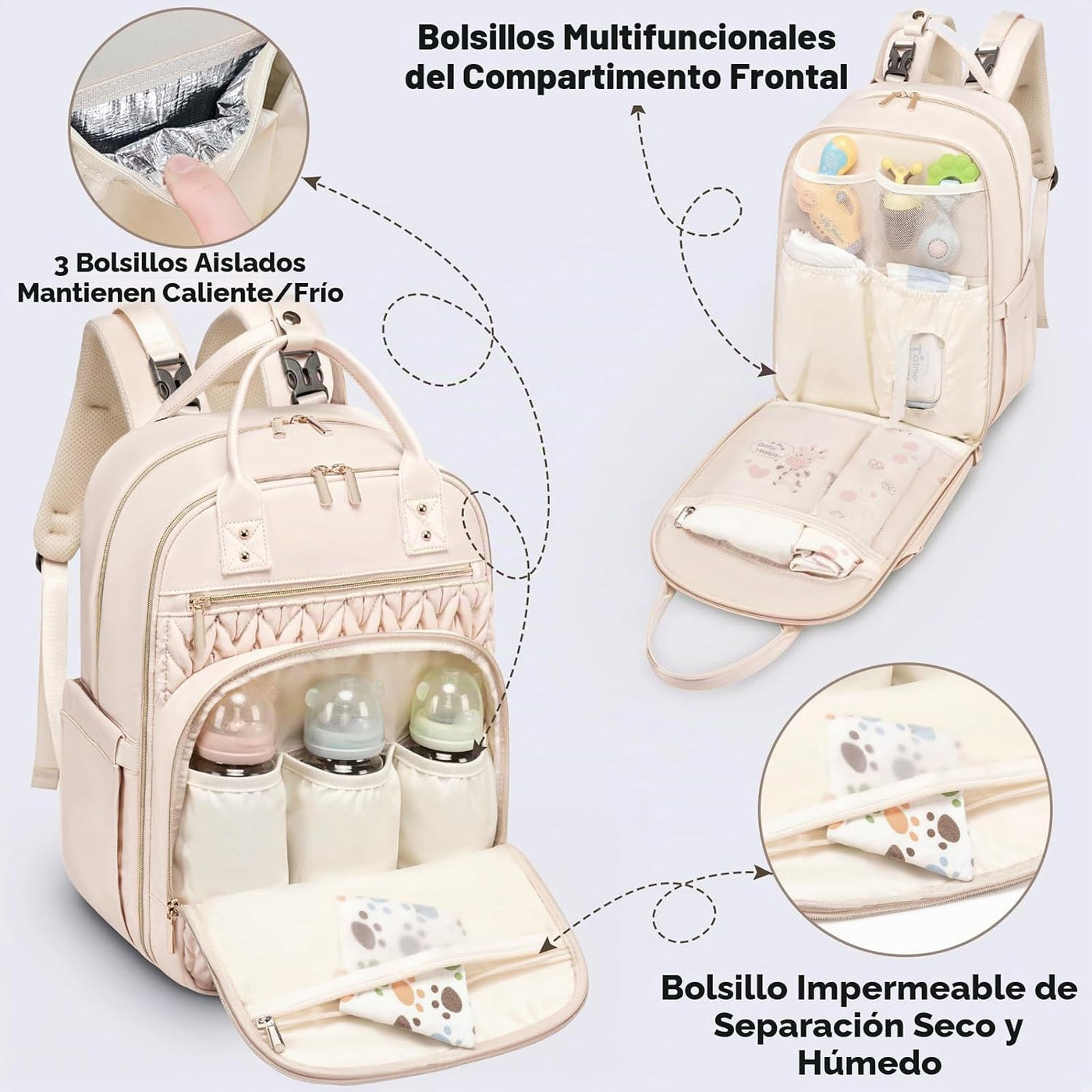 Tealari Mochila para pañales, elegante bolsa de pañales para bebé,...