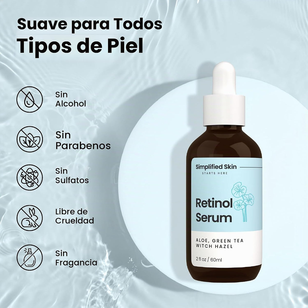 Simplified Skin Suero de retinol al 2.5% para la cara con ácido hia...