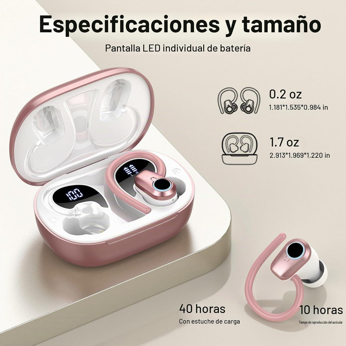 Auriculares inalámbricos, auriculares Bluetooth 2026 5.3 Sport, aur...