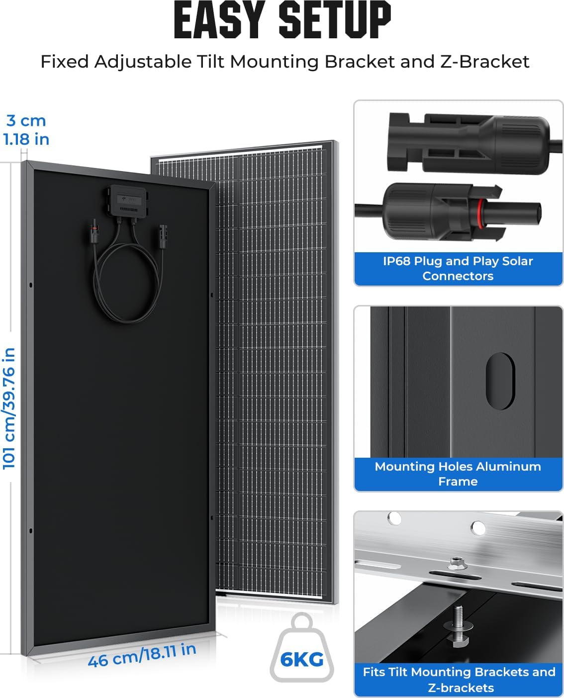 Rvpozwer Panel Solar de 18BB 100 Vatios, Panel Solar N-Type de 12V...