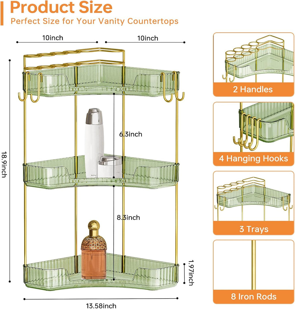 Greenby Organizador esquinero de 3 niveles para mostrador de baño,...