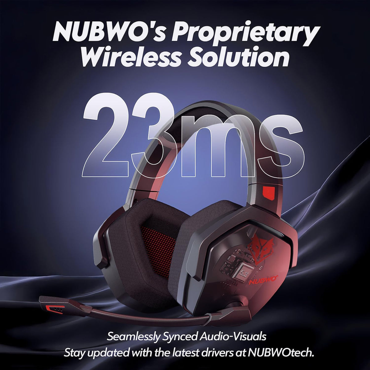 NUBWO Auriculares inalámbricos para juegos con micrófono para PC Ps...