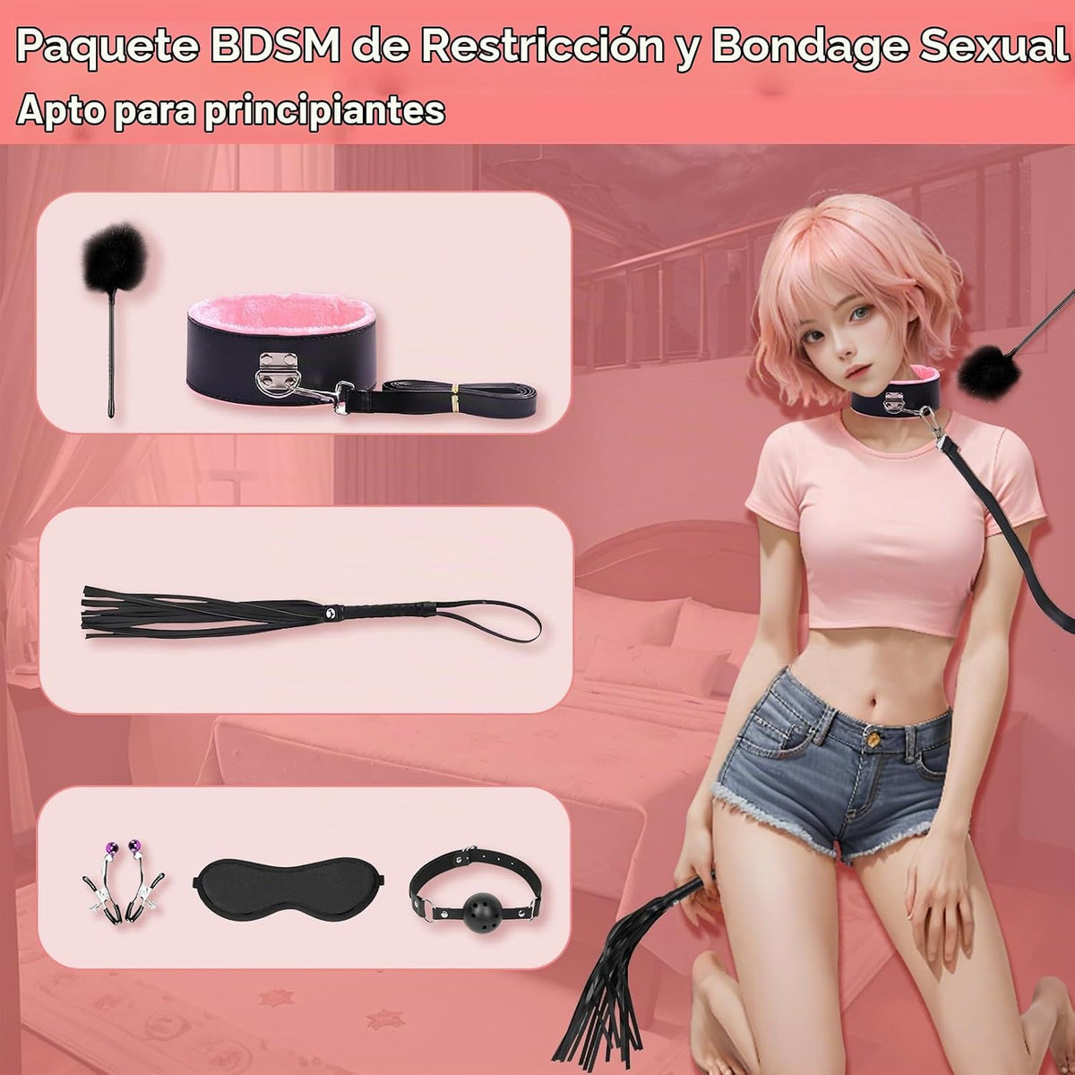 10 PCS Kits de Bondage Sexual BDSM con Restricciones, Esposas Fetic...