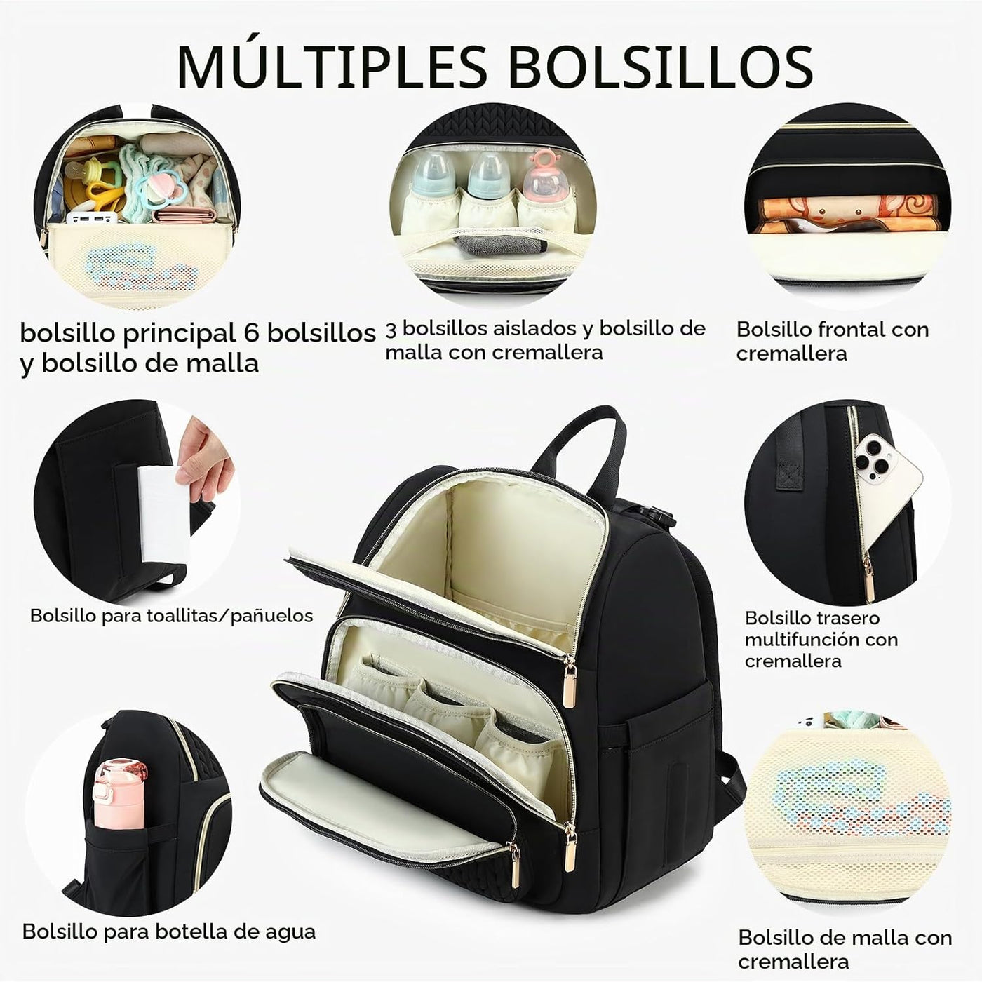 MAPLELILY Mochila para pañales, ligera y elegante, bolsa de artícul...