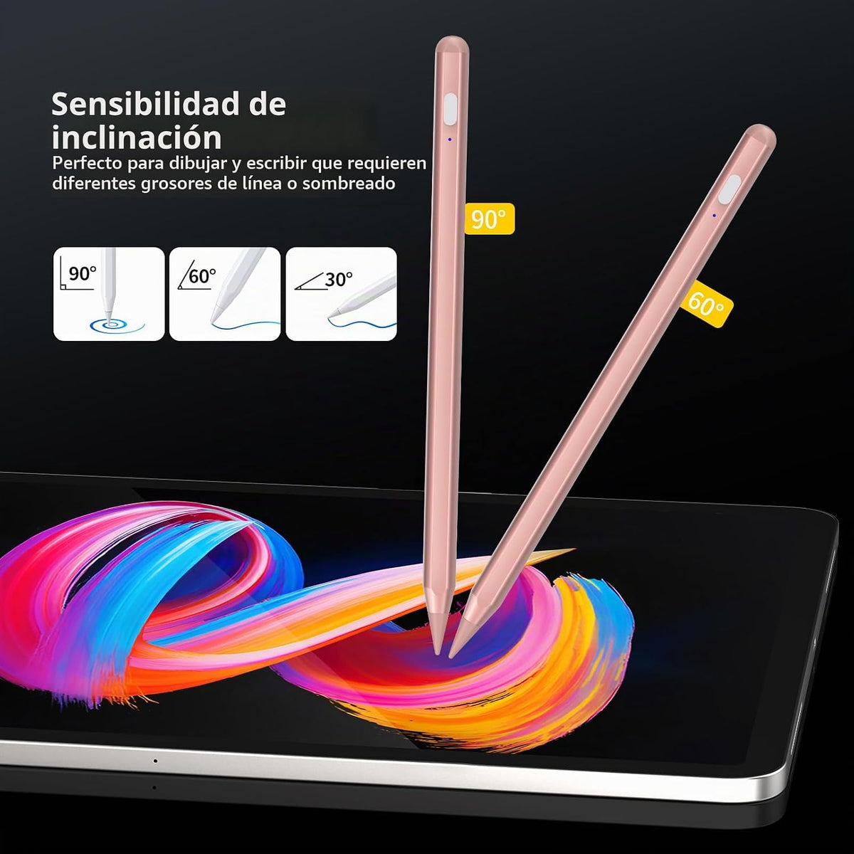 Lápiz óptico para iPad de Apple 2018-2026, 2 iPencil de carga rápid...