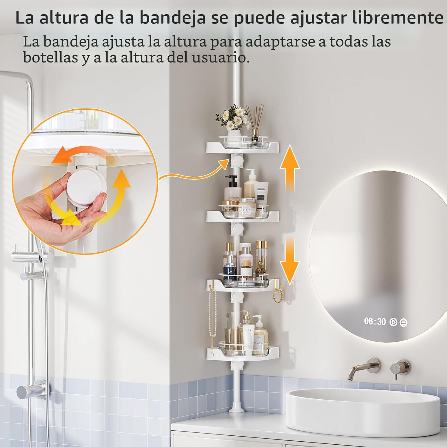 shuang qing Organizador de esquina para ducha con poste de tensión...