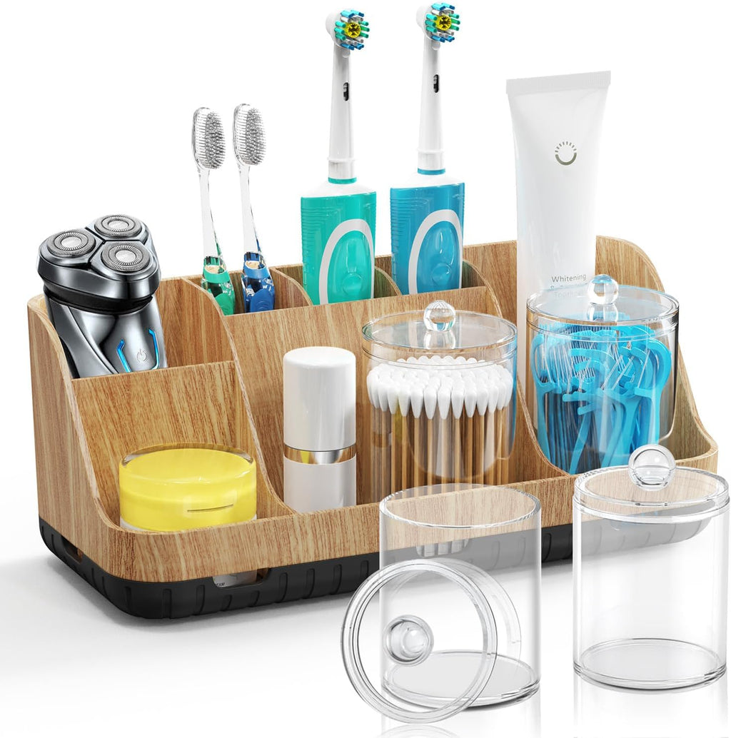 GFWARE Juego de Portacepillos de Dientes para Baño con 2 Dispensado...