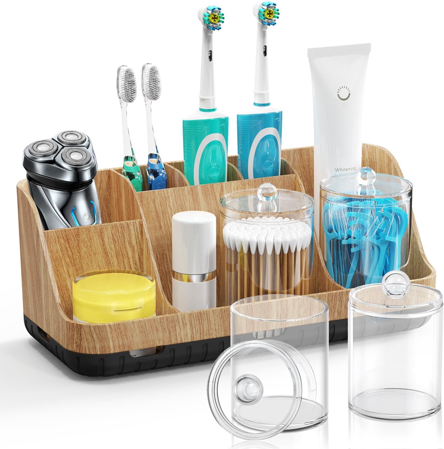 GFWARE Juego de Portacepillos de Dientes para Baño con 2 Dispensado...