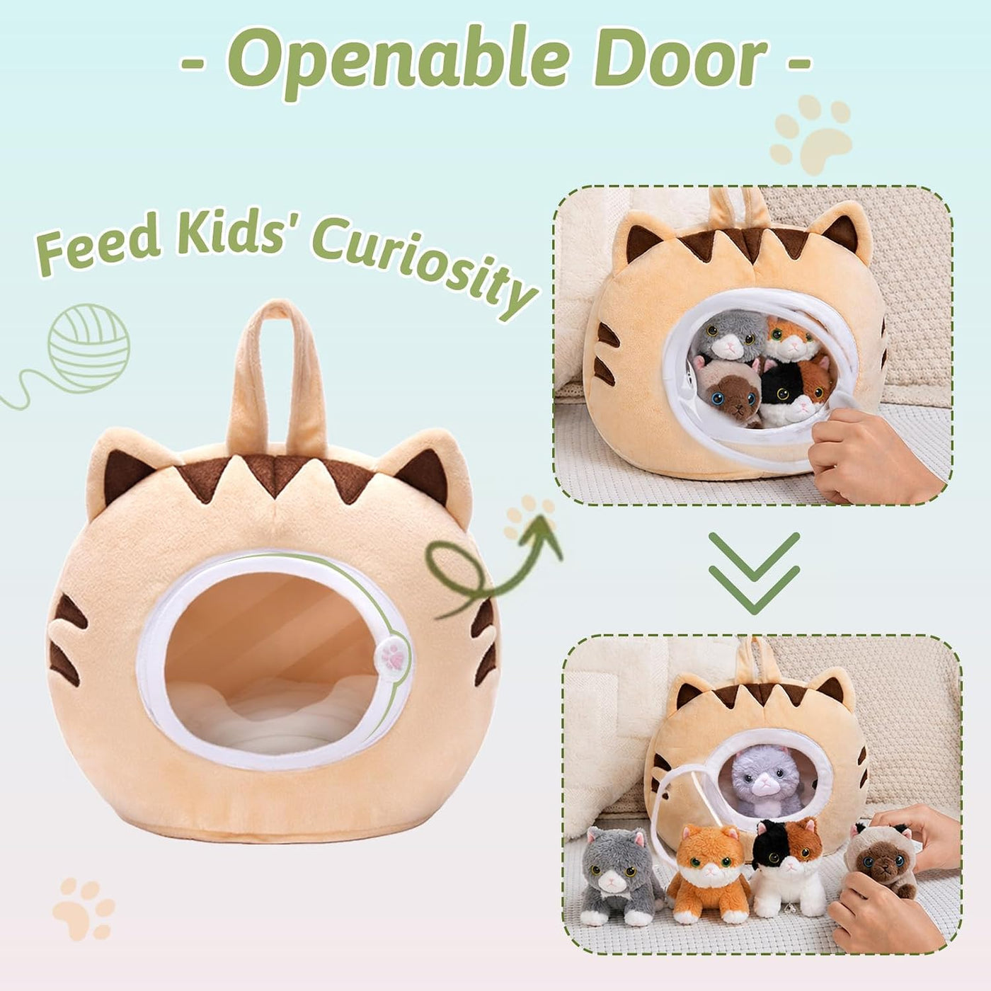 Casa de animales de peluche para gatos con 5 juguetes suaves para n...