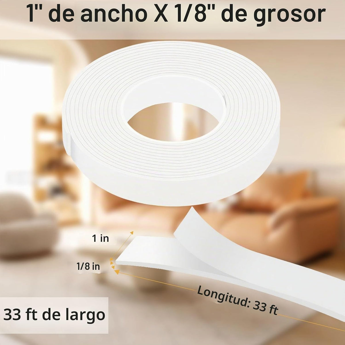 Sello de espuma para puerta de 1 pulgada de ancho x 1\/8 de pulgada...