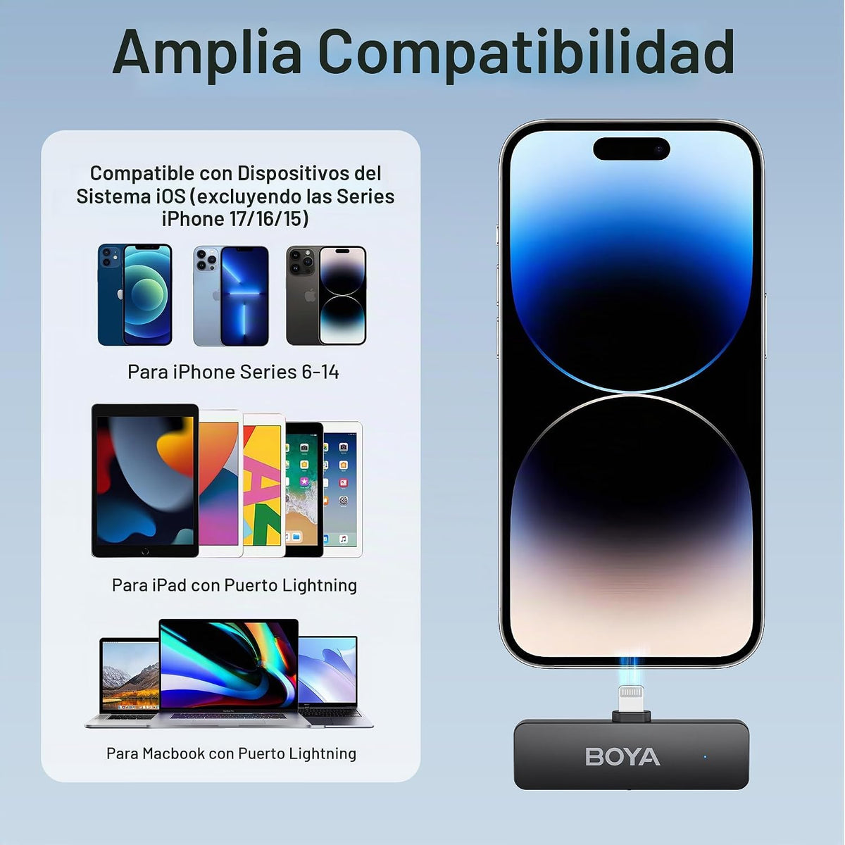 BOYA BY-V4D Micrófono Lavalier inalámbrico para iPhone iPad con est...