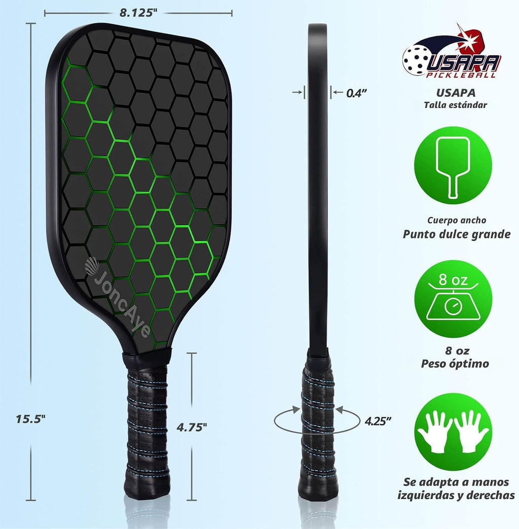 JoncAye Juego de 4 o 2 paletas de Pickleball, raquetas de fibra de...