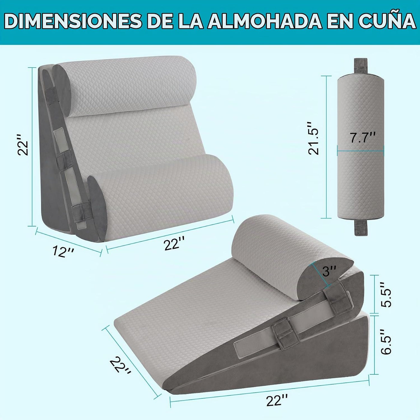 WGAKCED Juego de 4 almohadas de cuña para después de la cirugía, al...