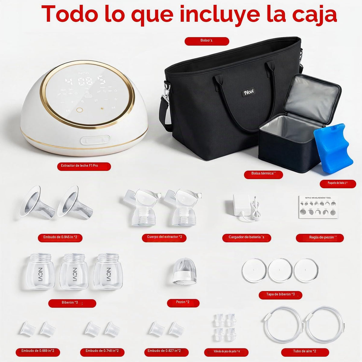 NCVI Extractor de leche eléctrico, succión de grado hospitalario de...