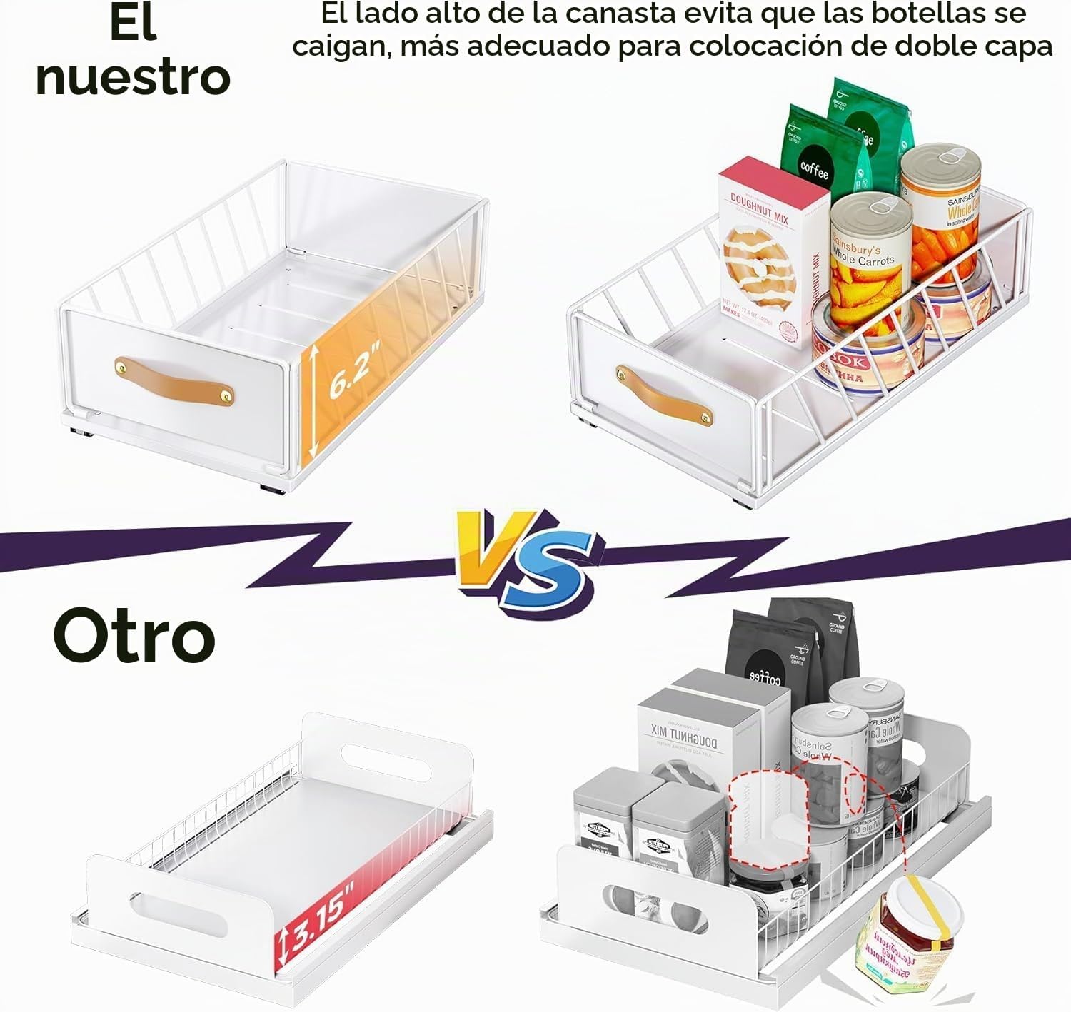 Organizador de gabinete extraíble fijo con nano película adhesiva,...