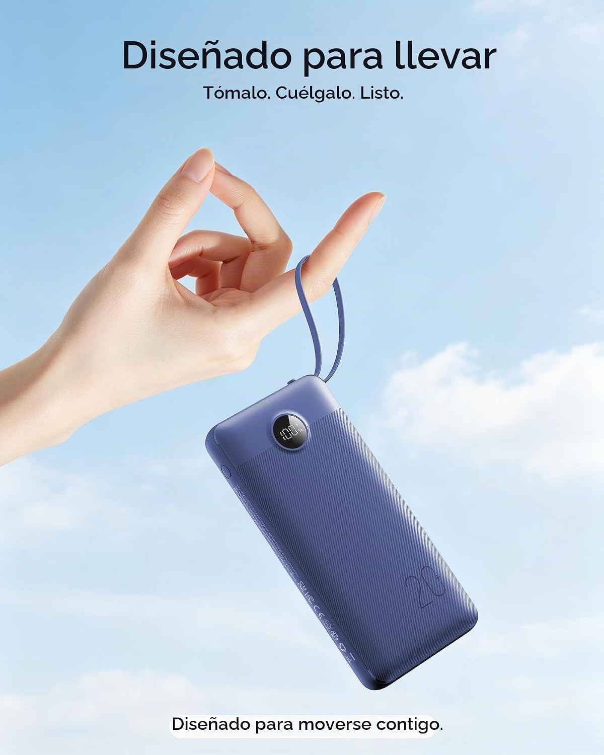 VRURC Cargador portátil 4 cables integrados 20000mAh Banco de energ...