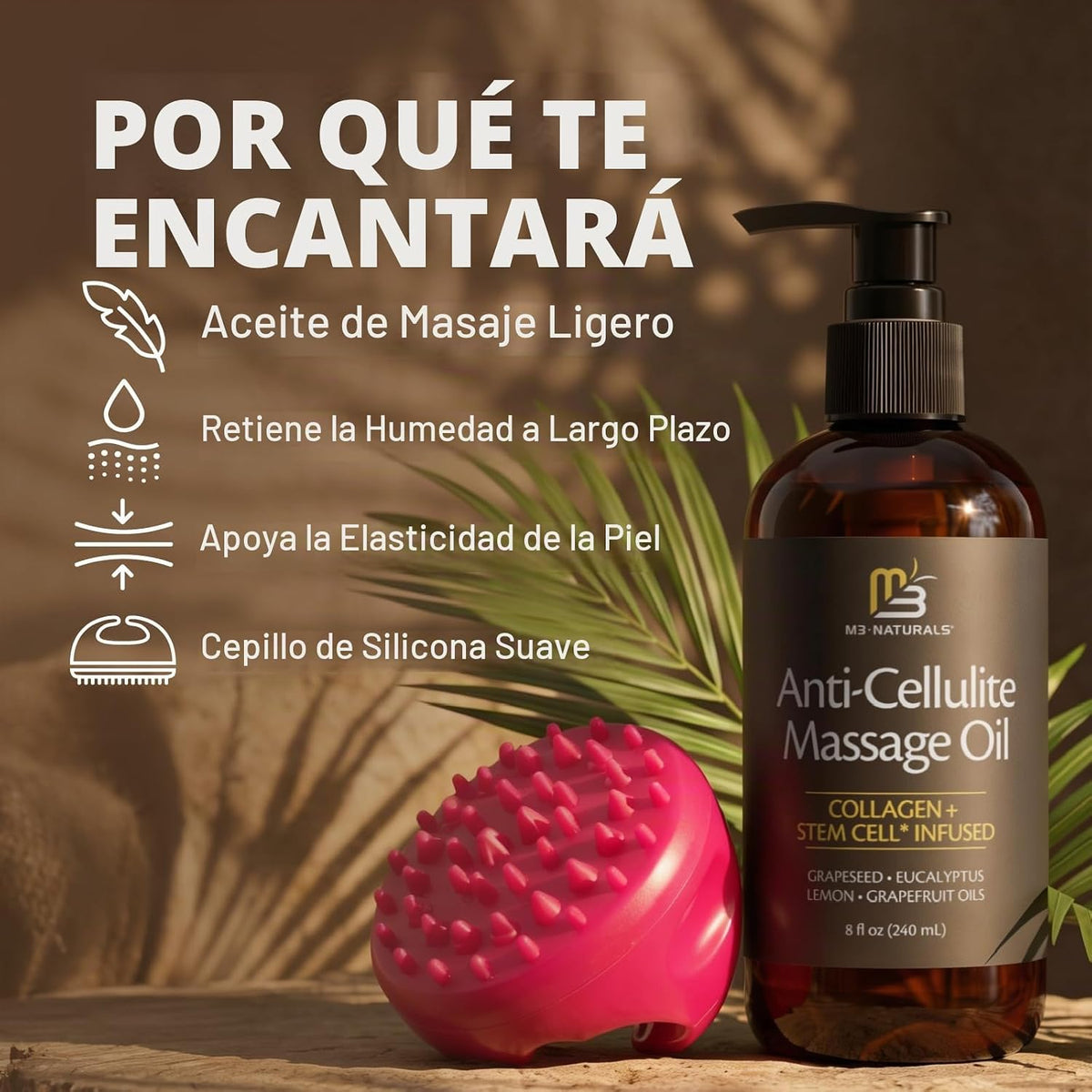 Kit de cepillo corporal de silicona y aceite de masaje anticelulíti...