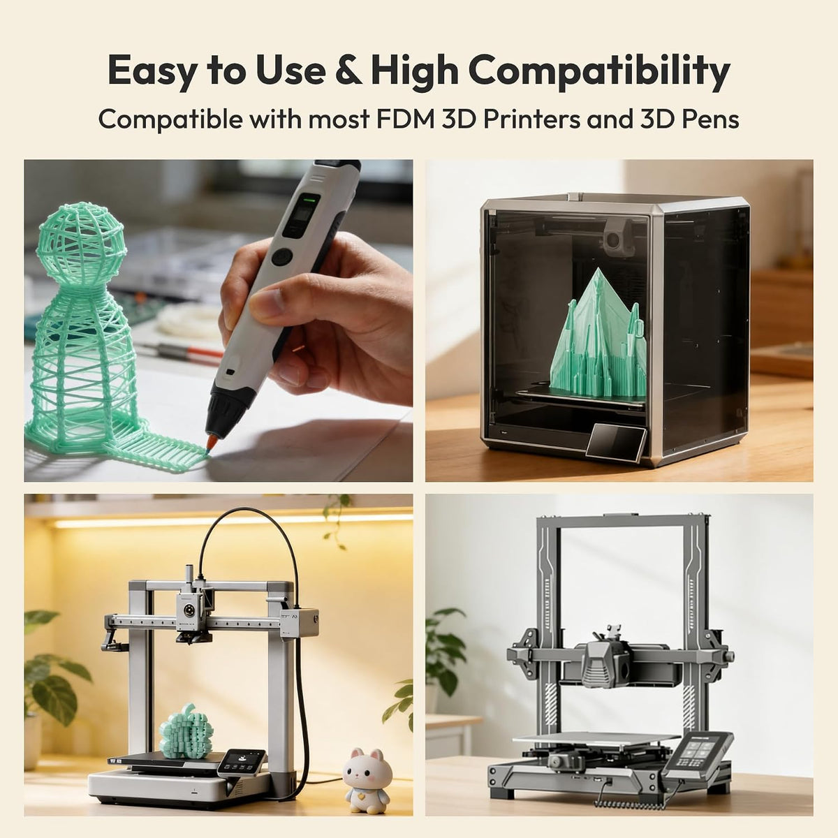 AMOLEN Filamento PLA de seda de 0.07 in para impresora 3D, filament...