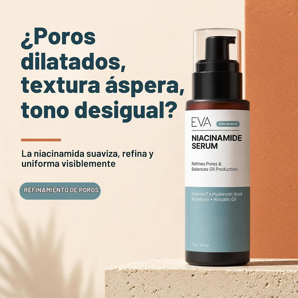 Suero Eva Naturals con vitamina B3 5 % niacinamida (2 oz), benefici...