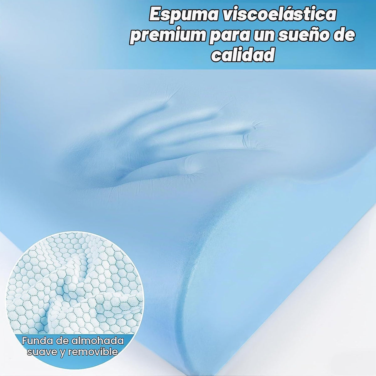Almohada cervical ergonómica para dormir, tamaño Queen azul | Almoh...