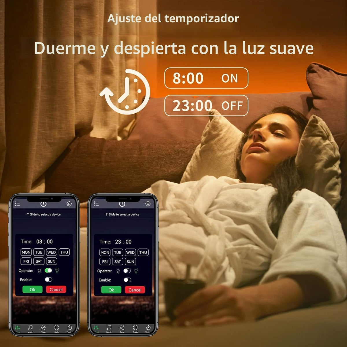 KSIPZE luces LED para dormitorio tiras de luces LED de 50 pies con...