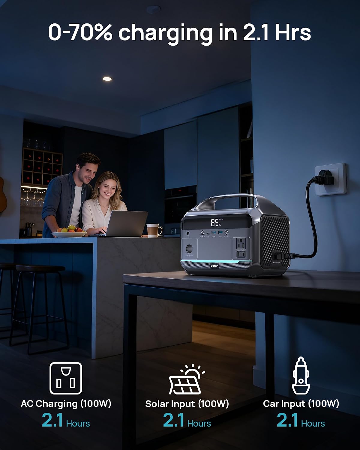 DARAN Estación de energía portátil de 350W 600W Surge, 288Wh con |...