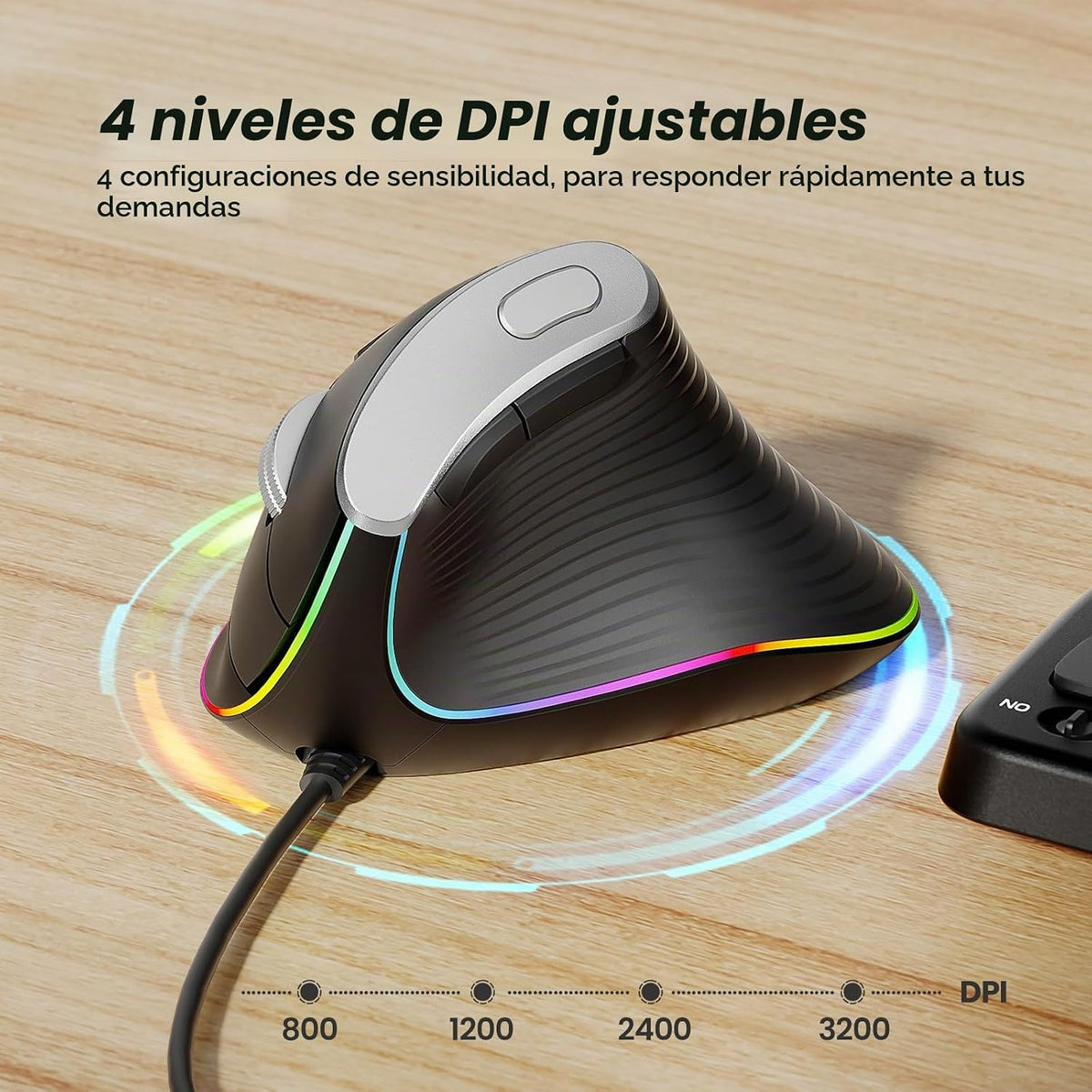 Nulea M504 Ratón Vertical con Cable, Ratón Ergonómico USB Óptico co...