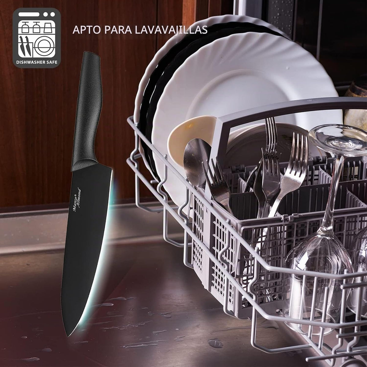 Marco Almond Juego de cuchillos de cocina de 12 piezas, juego de cu...