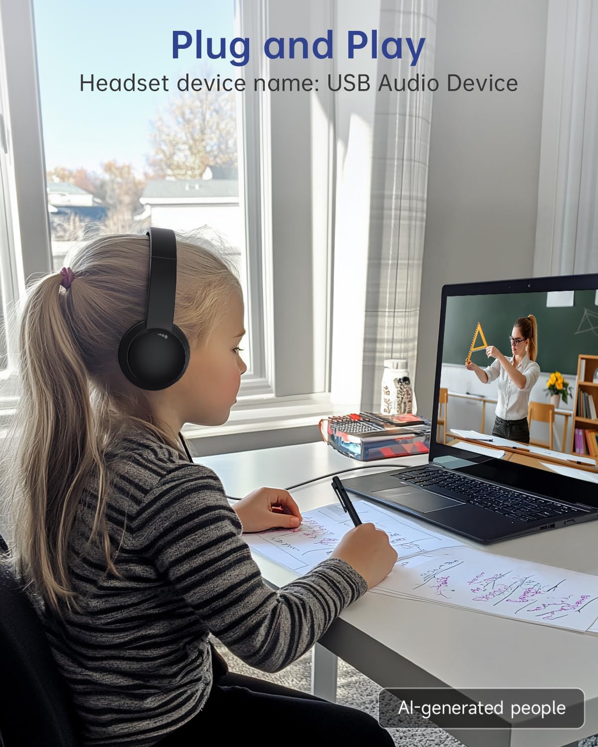 AOC Auriculares USB con micrófono para PC, auriculares con cable co...