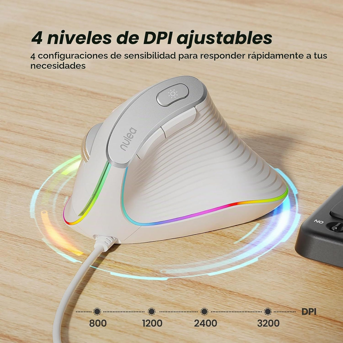 Nulea M504 Ratón Vertical con Cable, Ratón Óptico Ergonómico USB co...